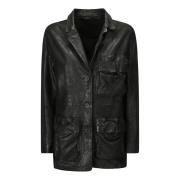 Stijlvol leren jack met klepzakken Salvatore Santoro , Black , Dames