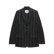 Gestreepte Blazer Jassen Msgm , Black , Dames