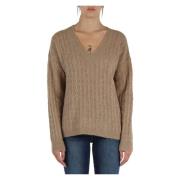 V-hals Alpaca Gebreide Trui Liu Jo , Beige , Dames