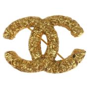 Pre-owned Metal brooches Chanel Vintage , Yellow , Dames