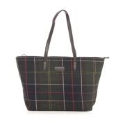 Tartan Style Shopper Tas met Rits Barbour , Green , Dames