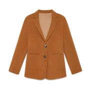 Omkeerbare Wollen Jas met Revers Maliparmi , Beige , Dames