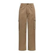 Stone-Washed Cotton Cargo Trousers Maliparmi , Beige , Dames