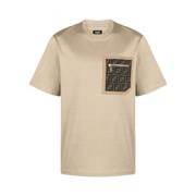 Jacquard Zak T-Shirt Fendi , Beige , Heren