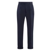 Wollen broek met omslagmanchetten Hugo Boss , Blue , Heren