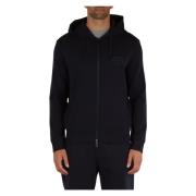 Katoenen Hoodie met Rits en Logo Emporio Armani , Blue , Heren