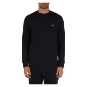 Katoenen Logo Patch Sweater Emporio Armani , Blue , Heren