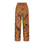 Gedrukte viscose broek met Griekse fret Maliparmi , Multicolor , Dames