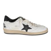 Witte Leren Sneakers met Gebarsten Leren Inzetstukken Golden Goose , W...