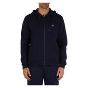 Klassieke Fit Rits Hoodie met Logo Patch Lacoste , Blue , Heren