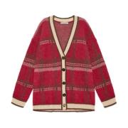 Geruite Cardigan Sweater Maliparmi , Red , Dames