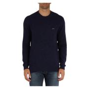 Merino Alpaca Wol Logo Geborduurde Trui Sun68 , Blue , Heren