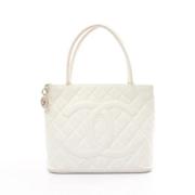 Pre-owned Leather totes Chanel Vintage , White , Dames