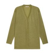 Lurex Cardigan met Shiny Fluid Stijl Maliparmi , Green , Dames