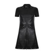 Zwarte A-Lijn Leren Jurk Courrèges , Black , Dames