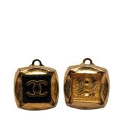 Pre-owned Metal earrings Chanel Vintage , Yellow , Dames