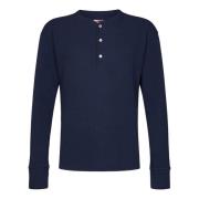 Blauw Katoenen Henley Kraag T-shirt Fortela , Blue , Heren