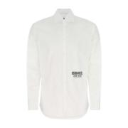 Witte Poplin Overhemd Klassieke Stijl Dsquared2 , White , Heren