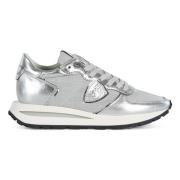 Leren en stoffen hoge sneakers Philippe Model , Gray , Dames