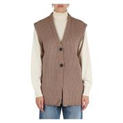 Oversized Wollen Blend V-Hals Vest Replay , Beige , Dames