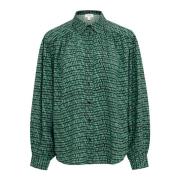 Groene Square Print Overhemdblouse Soaked in Luxury , Green , Dames