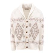 Geometrische Cashmere Cardigan met ritssluiting Brunello Cucinelli , B...