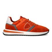 Vintage Style Sneakers Orange Mesh Suede Philippe Model , Orange , Her...