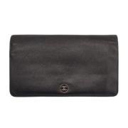 Pre-owned Leather wallets Chanel Vintage , Black , Dames