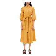 Midi Overhemdjurk met Gerimpelde Taille Max Mara Weekend , Orange , Da...