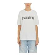 Katoenen Logo T-shirt Dsquared2 , White , Dames