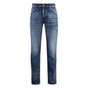 Distressed Slim Fit Jeans Dsquared2 , Blue , Heren