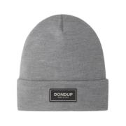 Grijze Beanie Hoed Logo Label Dondup , Gray , Heren