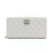 Pre-owned Leather wallets Chanel Vintage , White , Dames