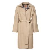 Beige Jas met Ruitpatroon Burberry , Beige , Dames