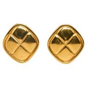 Pre-owned Metal earrings Chanel Vintage , Yellow , Dames