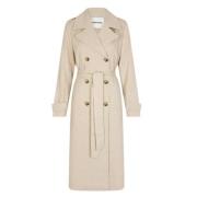 Linnen Trenchcoat Stijl Jas Modström , Beige , Dames