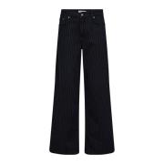 Pinstripe Wide Leg Jeans Zwart Co'Couture , Black , Dames