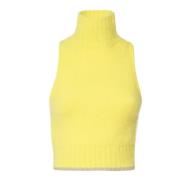 Gele High Neck Crop Top Pinko , Yellow , Dames