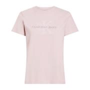 Gestructureerd Logo Katoenen T-shirt - Rozen Calvin Klein , Pink , Dam...