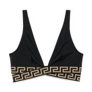 Zwarte Greca-detail Bikini Top Versace , Black , Dames