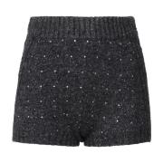 Paillet Hoge Taille Shorts Zwart Grijs Pinko , Black , Dames