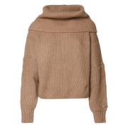 Oversized Ribbed Sweater in Biscuit Pinko , Brown , Dames