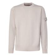 Beige Virgin Wool Trui Ronde Kraag Stone Island , Beige , Heren