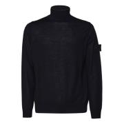 Zwarte Wol Hoge Kraag Trui Stone Island , Black , Heren