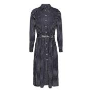 Gestreepte en Sterren Midi Overhemdjurk Tommy Hilfiger , Black , Dames