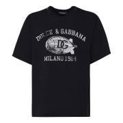 Zwarte T-shirt en Polo Collectie Dolce & Gabbana , Black , Heren