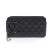 Pre-owned Leather wallets Chanel Vintage , Black , Dames