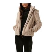 Faux Fur Jas Ecru Evelyn Moscow , Beige , Dames