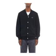 V-Hals Logo Cardigan Sweater Comme des Garçons Play , Black , Heren