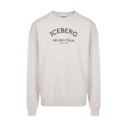 Logo Crew-neck Sweatshirt Eco-Katoen Klassiek Iceberg , Gray , Heren